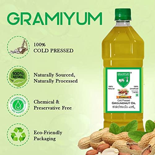 Gramiyum Gramiyum Cold Pressed Groundnut Oil (Kachi Ghani/Wooden Chekku) - 1000ml