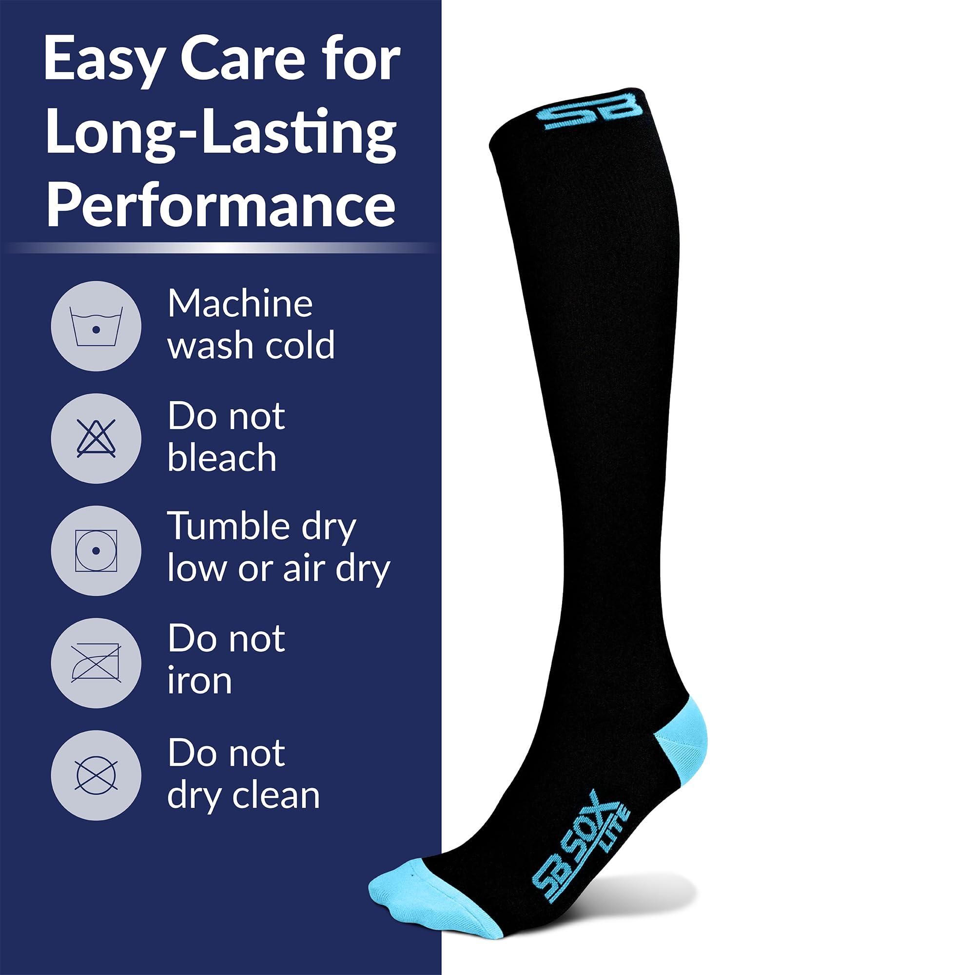 SB SOX SB SOX Lite Compression Socks (15-20mmHg) for Men & Women - Best Stockings for Running, Medical, Athletic, Edema, Diabetic, Varicose Veins, Travel, Pregnancy, Shin Splints, Nursing. (Black/Blue, S/M)