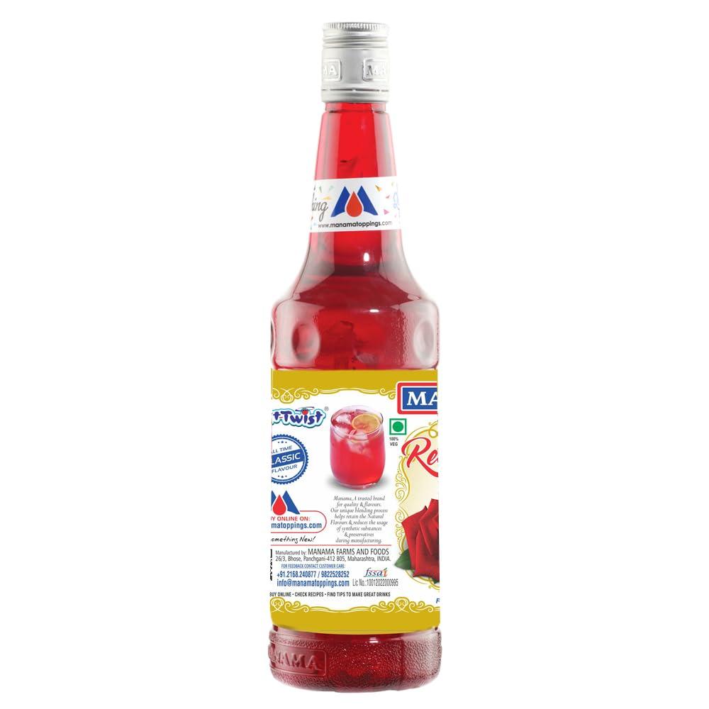 Manama Manama White Rose Syrup and Red Rose Syrup, 750ML Each, Mixer for Mocktails, Cocktails, Drinks, Juices, Beverages, Pack of 2