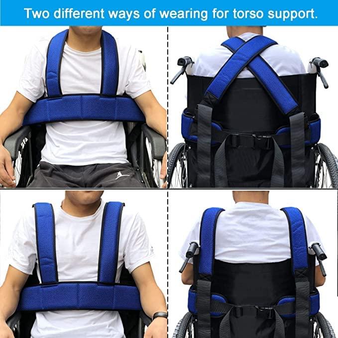 Dhadh Dhadh Wheelchair Harness Belt Non-Slip Breathable Whole Body Waist Strap Seat Belt for Elderly People and PatientsBlue