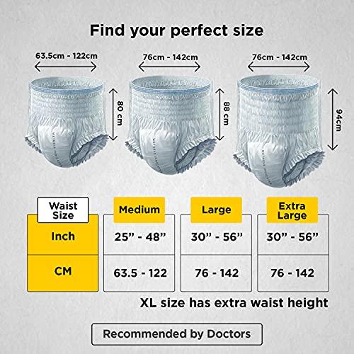 Friends Friends Classic Adult Diapers Pants Style - 20 Count (Large) with odour lock and Anti-Bacterial Absorbent Core- Waist Size 30-56 inch ; 76-142cm