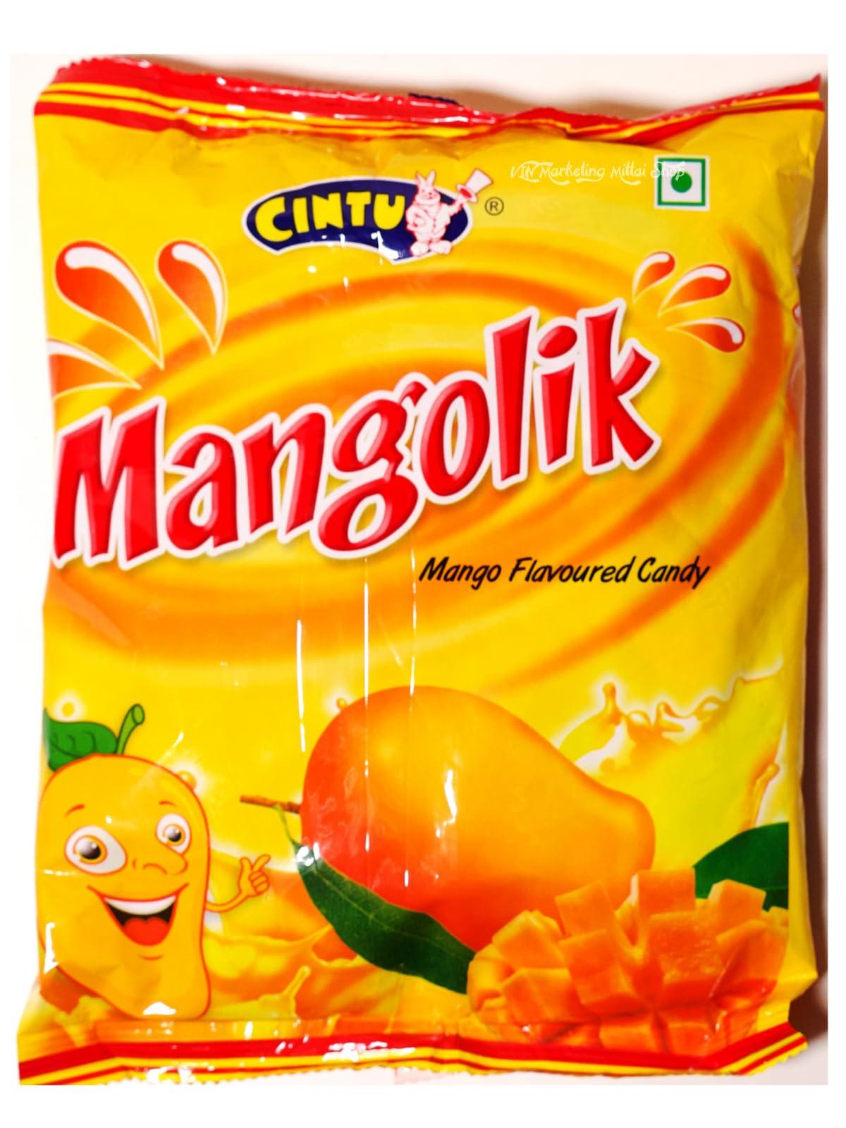 Cintu Cintu Mango Doubles Centerfilled Candy - Pack of 150 + Cintu Mangolik Candy 160 - Pack of 150 + VIN Pulippu Mittai Sour Candy 100 pieces