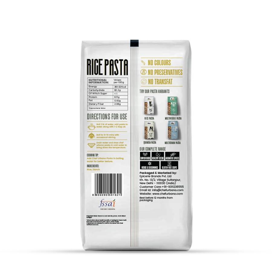 CHEF URBANO Chef Urbano Gluten Free Rice Fusilli Pasta 250 Gms| No Maida | No Wheat | No Transfat | Healthy Pasta | High Fibre | High Protein