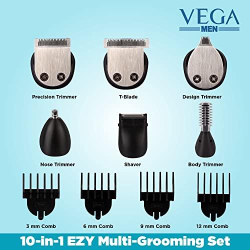 Vega VEGA Men 10-in-1 EZY Multi-Grooming Set with Beard/Hair Trimmer, Nose Trimmer & Body Groomer And Shaver, (VHTH-22)