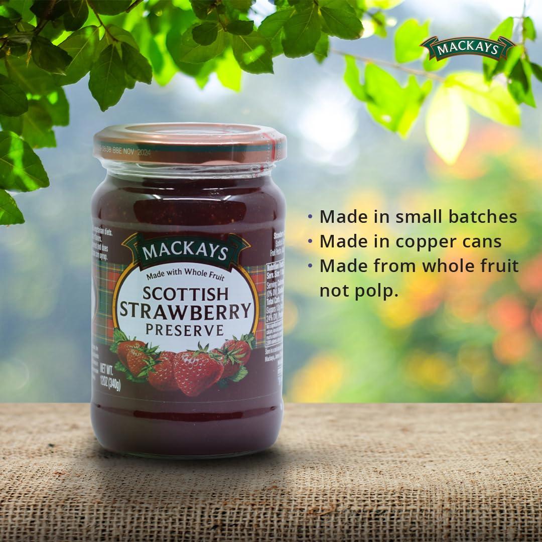 Mackays Mackays Scottish Strawberry Preserve Jam For Bread | Made In Small Batches | Vegan | No Artificial Color And Flavor | Gluten Free | Made With Whole Fruits - 340gm