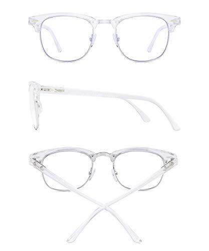GLINDAR GLINDAR Blue Light Blocking Computer Glasses Retro Semi-rimless Style Reduce Eye Strain Video Game Eyeglasses Men Women Clear