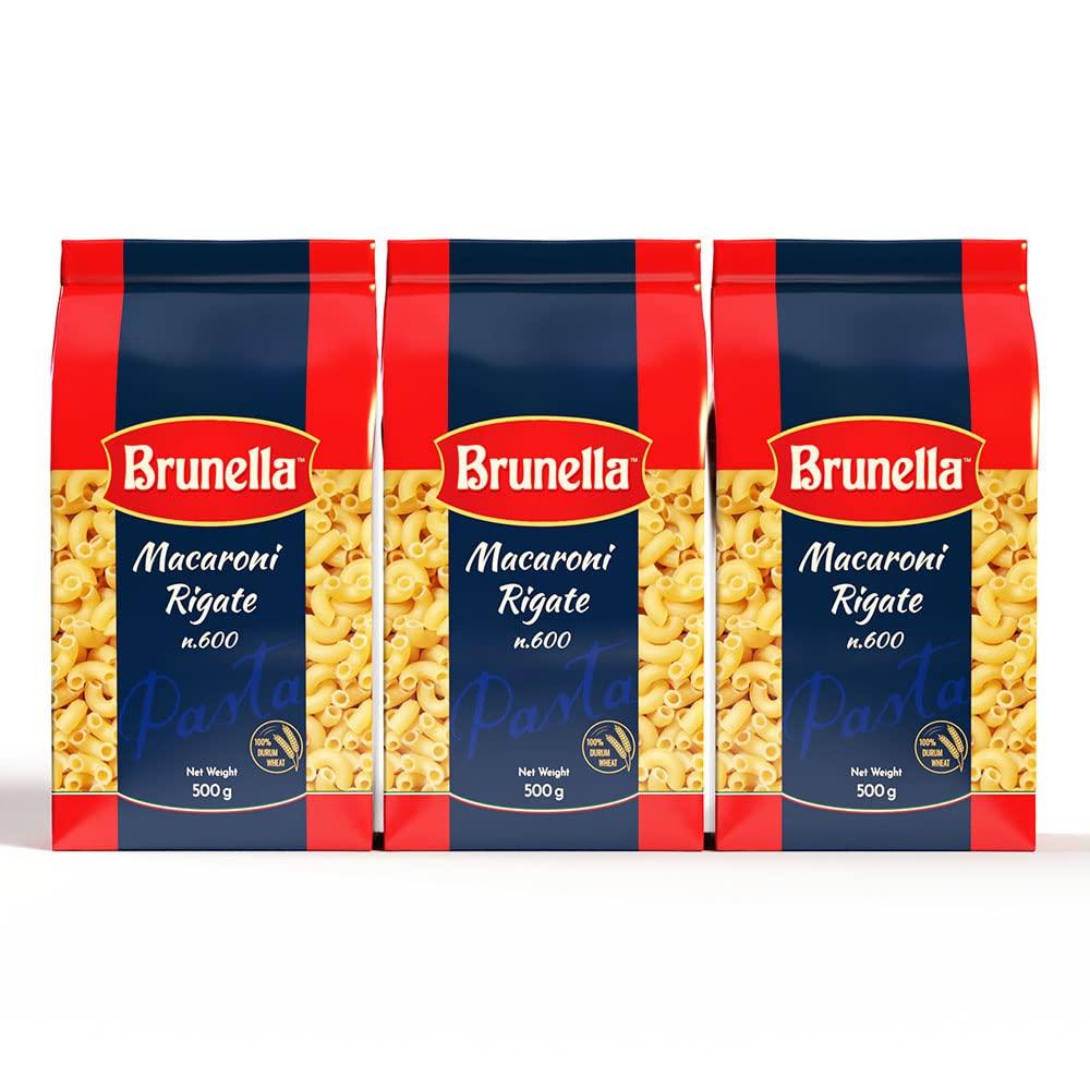 Brunella Brunella Macaroni Rigate Pasta, 500g, Pack of 3