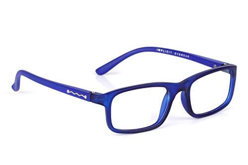 IMPLICIT Implicit® Zero Power Computer Glasses Spectacles With Blue Cut for Kids, Anti Glare Coating for Eye Protection & Anti Eyestrain (Blue)