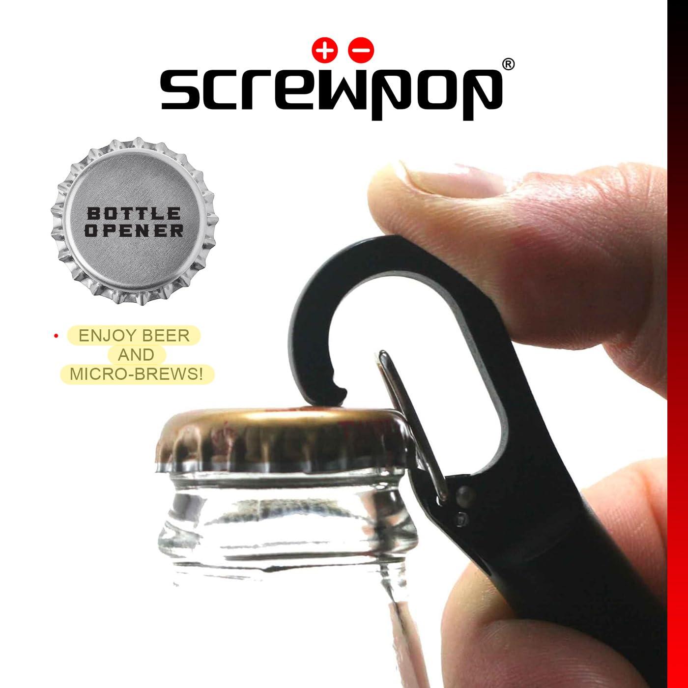 Screwpop Screwpop Cigar Punch 3.0 Ultra Sharp Anodized Black Carabiner Clip Bottle Opener