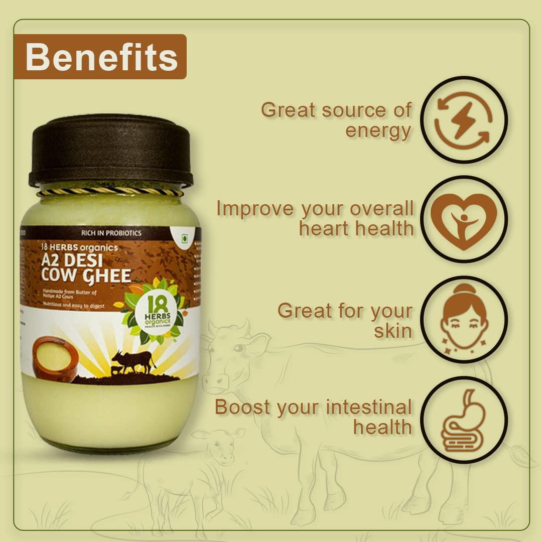 18 HERBS ORGANICS HEALTH WITH HERBS 18 Herbs Organics Health with Herbs A2 Desi Cow Ghee - Traditional Handmade Bilona Method (A2 Desi Ghee 200ml)