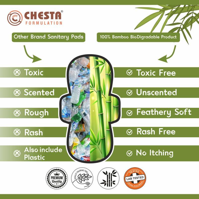 Helium Helium Biodegradable Bamboo Premium Sanitary Pads - (Pack Of 20 Pads - XXL,330mm),Pure Cottene,100% Rash-Free,Full-Day&Full-Night,High Absorbent,Chlorine Free,Fragrance Free.