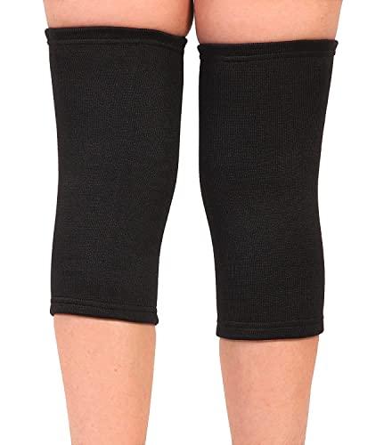 SMIC SMIC Unisex Stretchable Compression Knee Cap Black Colour | For Knee Support | Knee Sleeve Brace for Running | Joint Pain Relief | Arthritis and Injury (1 Pair) (L)