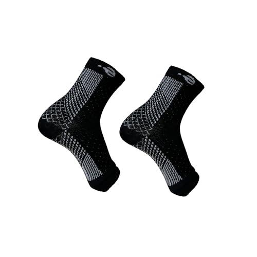 ecosync ecosync Unisex Cotton Orthopedic Neuropathy Socks For Men Women Outdoor Sport, Open Toe Foot Sleeves Compression Socks for Ankle Swelling, Achilles Tendon, Arch Support, Injury Recovery(Black)