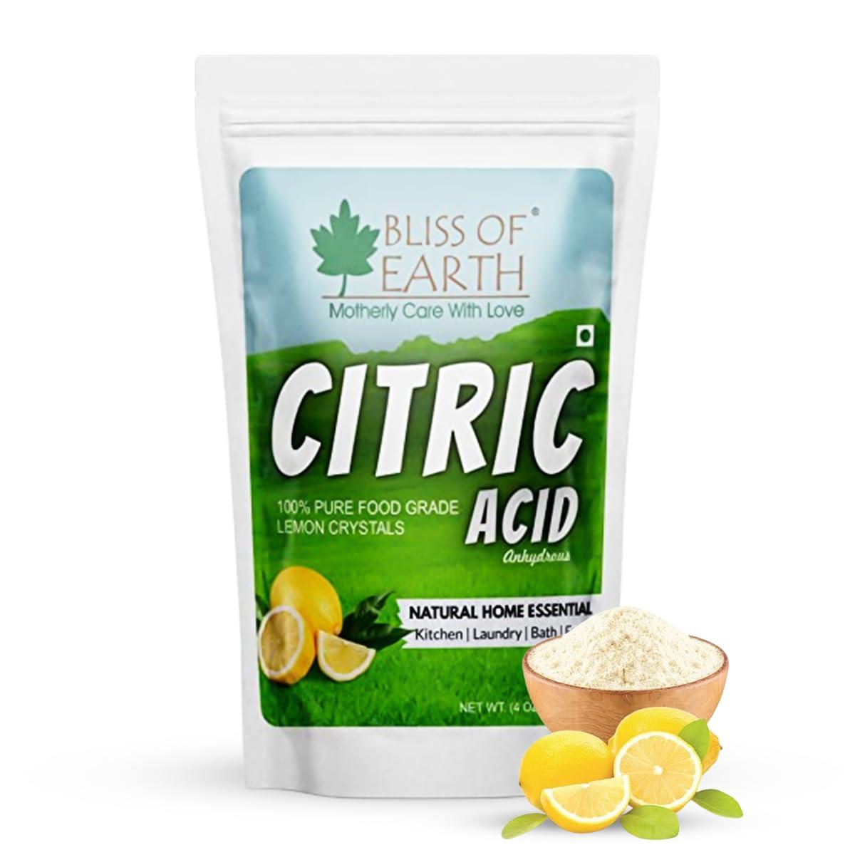 BLISS OF EARTH Bliss of Earth Citric Acid Powder For Food & Plants, Anhydrous Lemon Salt For Cleaning Purpose, 113gm