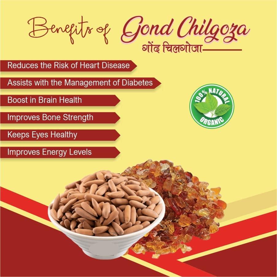 HEALTHCHOICE Health Choice Gond Chilgoza | A Natural Raw Herbs, With The Goodness Of Chilgoze | Chilgoja | Made With Dry Fruit (Pine Nuts) Botanical Gum, 120g- Pack of 4 (Pine Nut Gum)