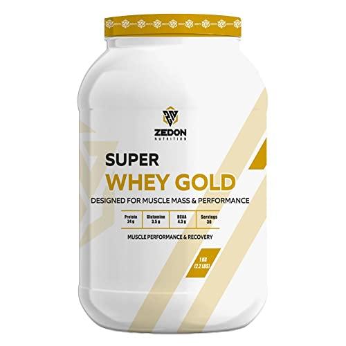 Zedon Nutrition Zedon Nutrition Super Whey Gold 100% Whey Isolate Protein Source | 24g Protein | Muscle Recovery for Men & Women | Vegetarian (Coffee, 1 KG)