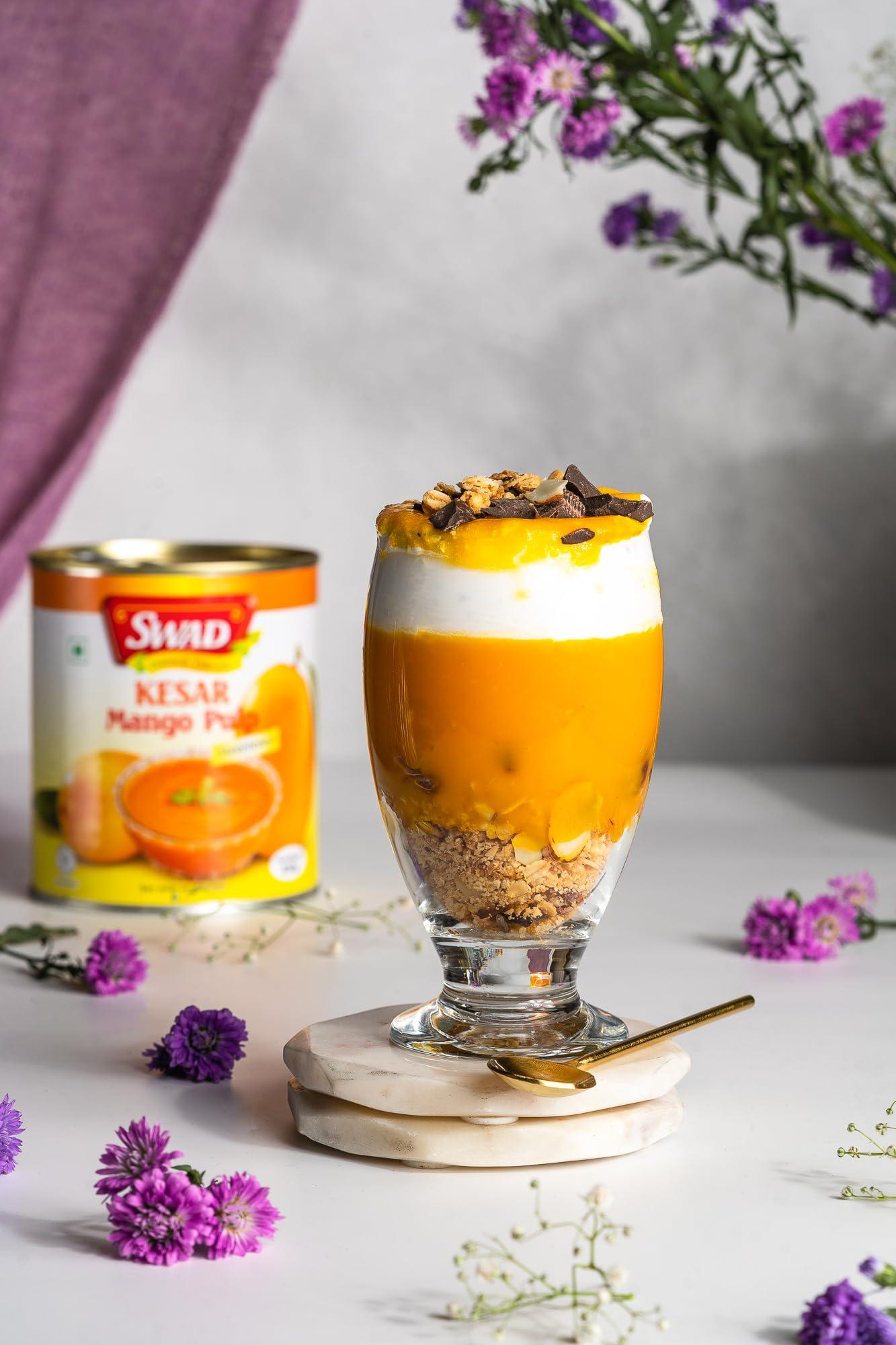 Swad Swad Kesar Mango Pulp Sweetened, 850g