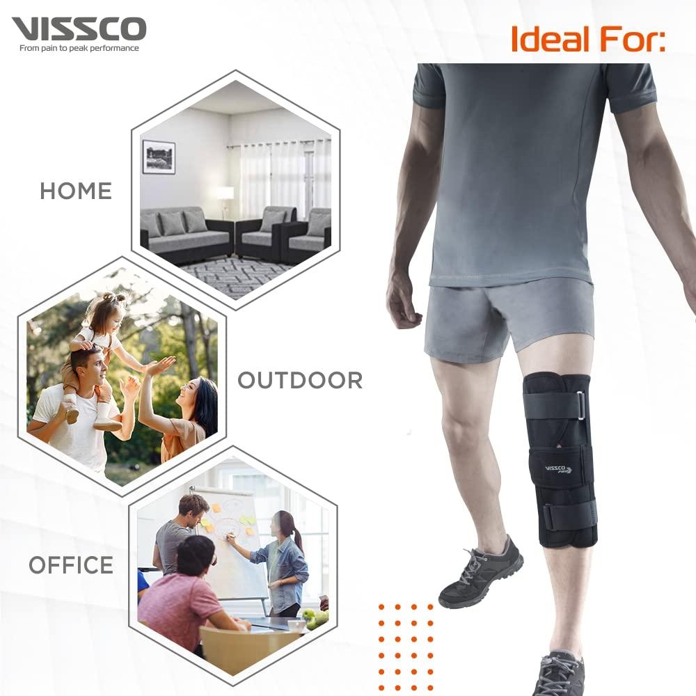 Vissco Vissco Knee Brace - Short 14" Brace (Firm Support), Knee Support for Osteoarthritis of knee joint, Pain Relief, Knee Stabilizer, Joint Injury, Knee Immobilizer - XL (Black)