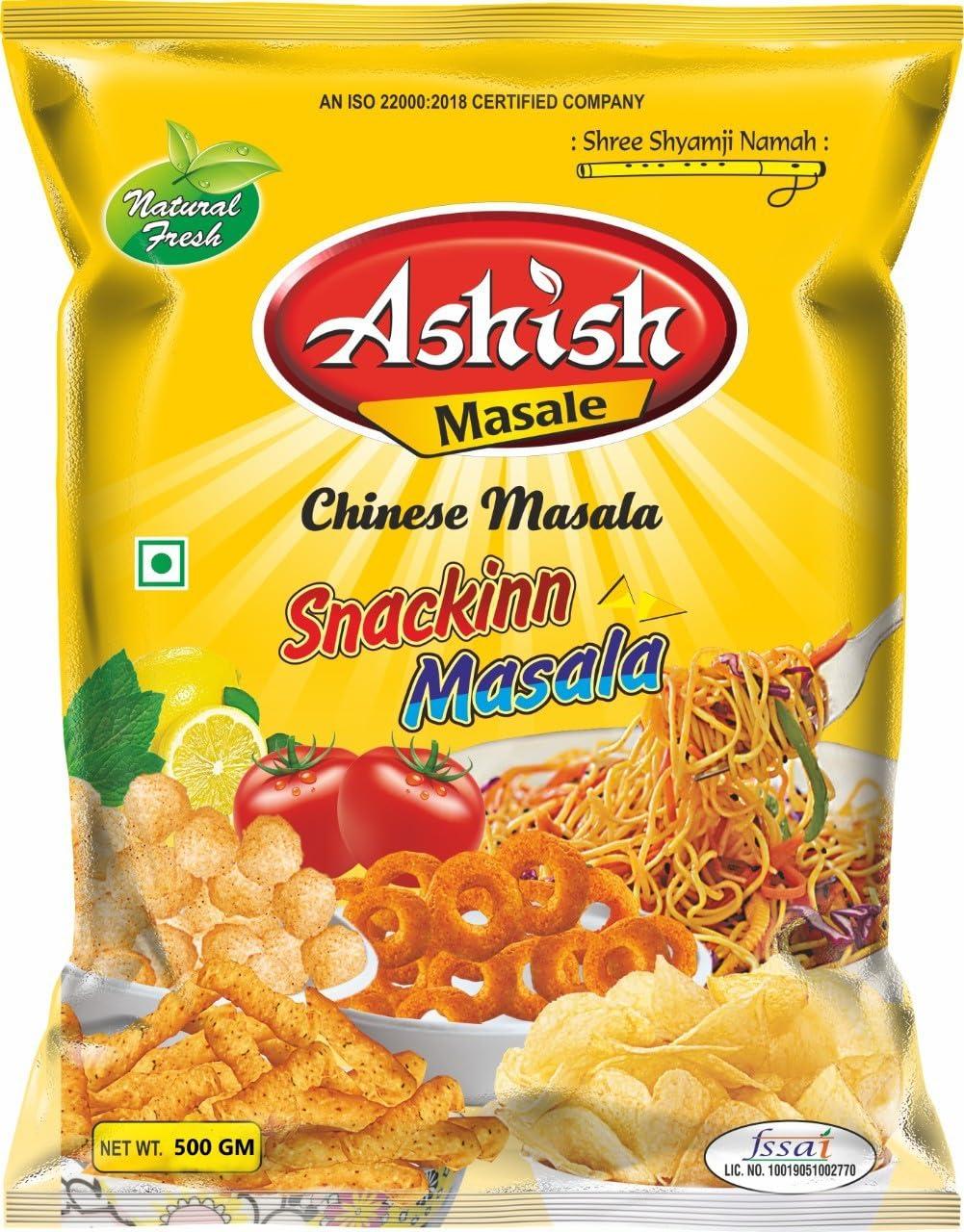 ASHISH Ashish Chinese Snack Masala Powder Perfect Spices for Chinese Dishes Pizza Pasta Aromat Seasoning Chinese Spices 500gm, Pack of 4