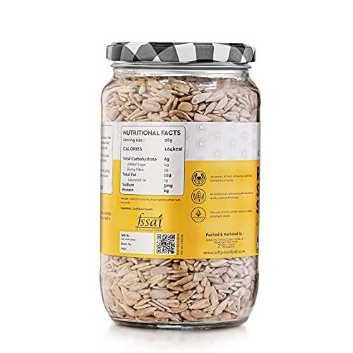 Indicow Indicow Achyutam Raw Seeds | Natural Chemical Free Edible Seeds| Glass Jar 500gms (Sunflower Seeds, 500 gm)