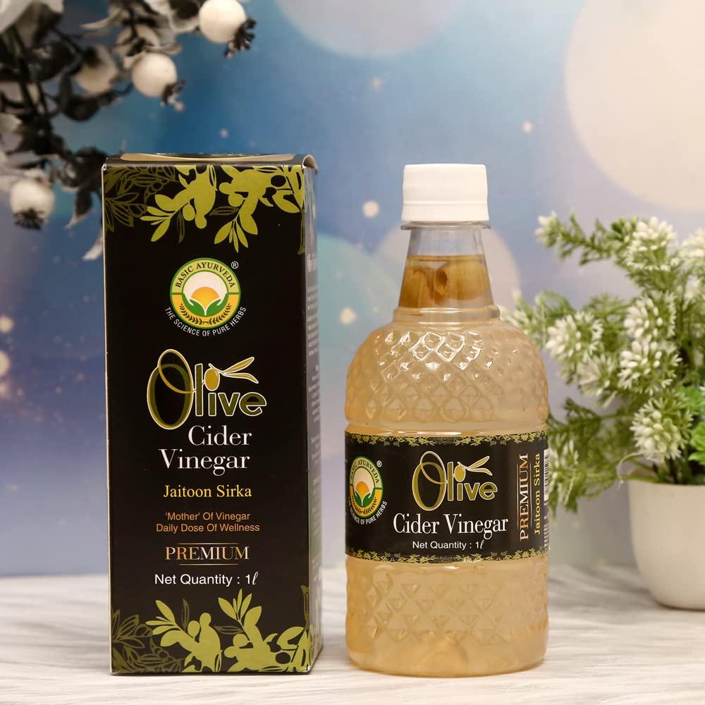BASIC AYURVEDA Basic Ayurveda Olive Cider Vinegar Premium Jaitoon Sirka With Mother Of Vinegar | Daily Dose Of Wellness Holistic Health Benefits | One Solution Of Holistic Health- 1. Ltr Pack
