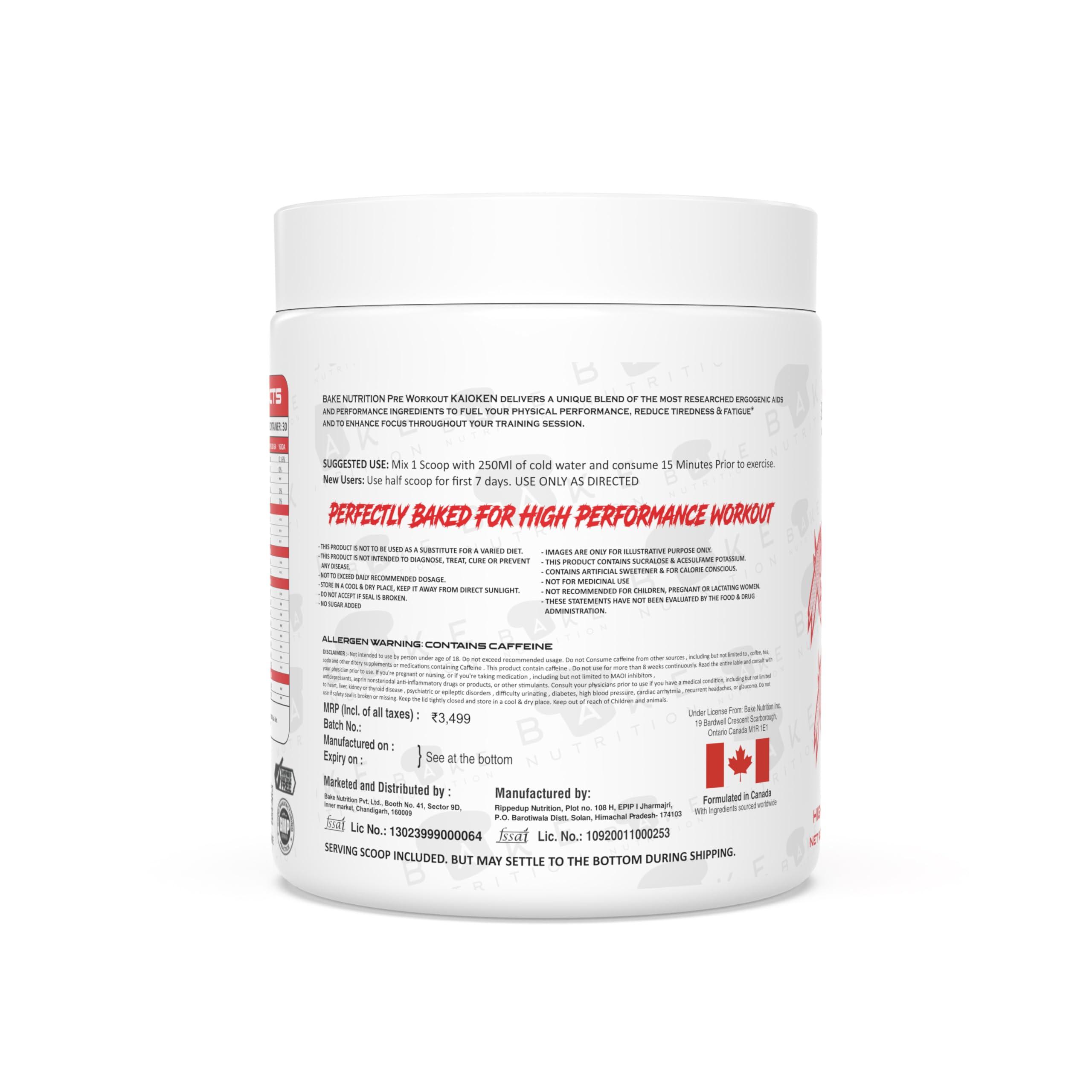 Bake Nutrition BAKE NUTRITION Kaioken Pre-Workout Supplement Powder for Men and Women | Pre-Workout Supplement Powder | With Nootropics, for Focus & Strength | Pre-Workout | ICY COLA Flavour (30 Servings)