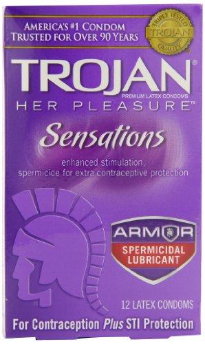 Trojan Trojan Her Pleasure Sensations Spermicidal Condoms, 12 Count