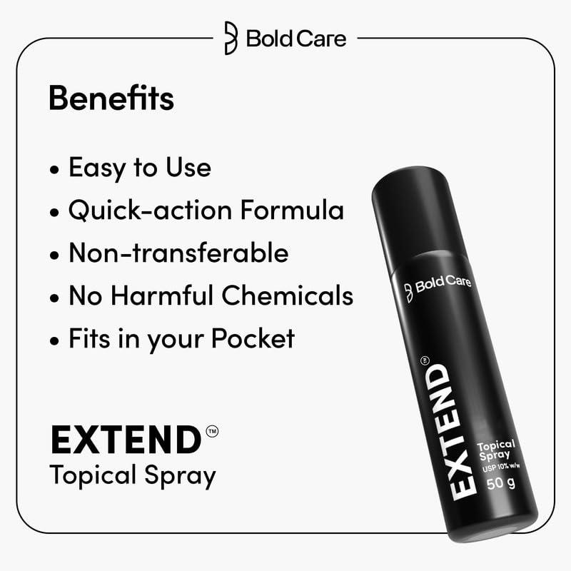 Bold Care Bold Care EXTEND Non-Transferable Spray for Men (Pack of 1) - 50 ml + Bold Care Ultra Thin Long Last Condoms (Pack of 1)