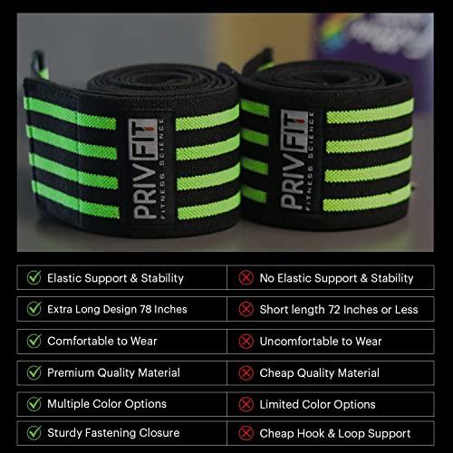 PRIVFIT Knee Wraps for Squats - Knee Support Weight Lifting, Knee Straps for Weightlifting, Gym, Powerlifting, Crossfit, WOD, Cross Training, Women & Men