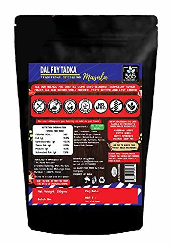 365 STORE TO DOOR 365 STORE TO DOOR Indian Spice - Jain Dal Fry - Tadka Masala, 250 gm | Homemade Powdered | for Healthy Cooking | Ready to use | All Seasonings Spices | Pure & Hygiene | Spice Mix – Pack of 1