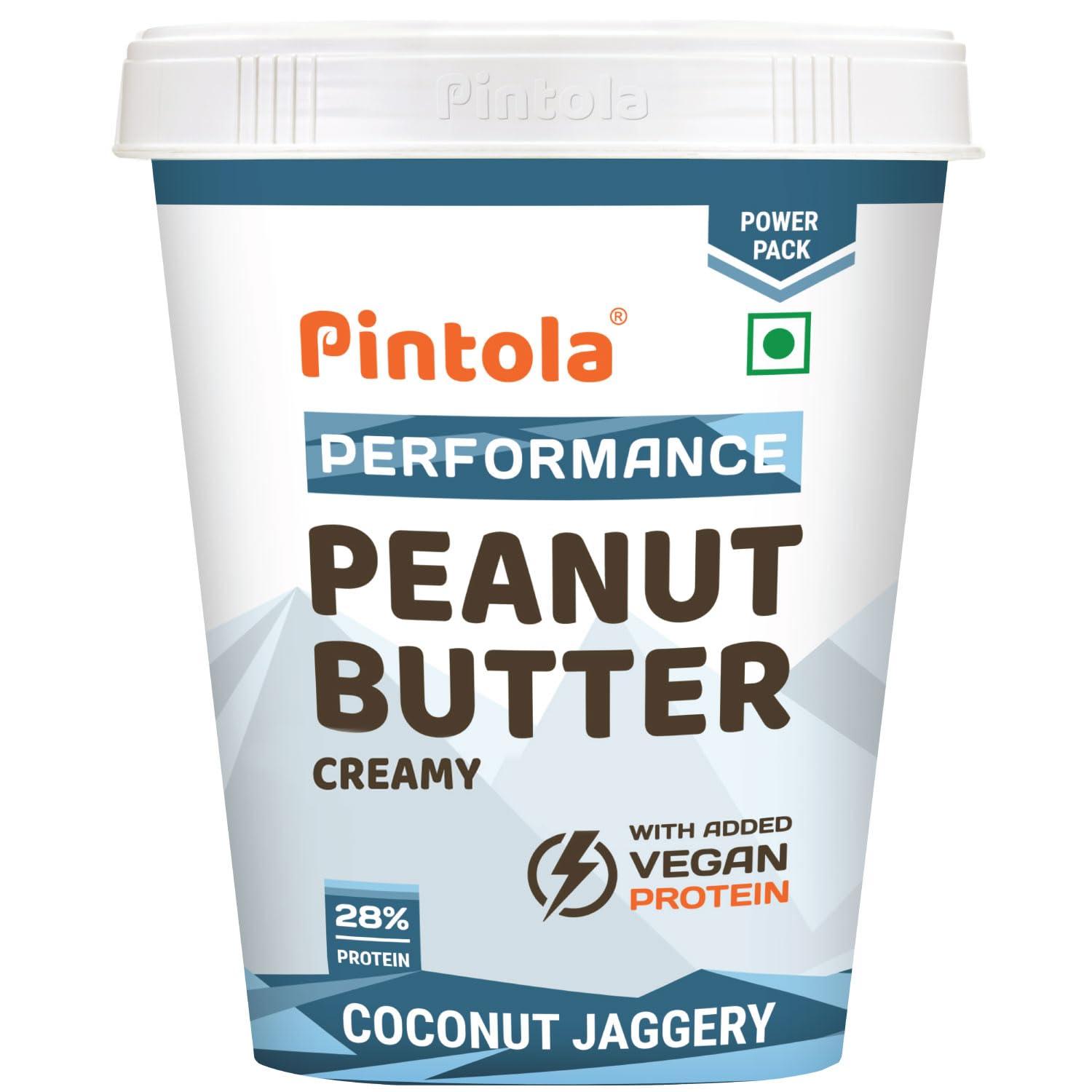 Pintola Pintola Plant Protein Peanut Butter Coconut Jaggery Creamy 1kg, 28% High Protein, 7g Fiber, Vegan Protein, Gluten Free, Zero Trans Fat, Nut Butter, Bread Snacks