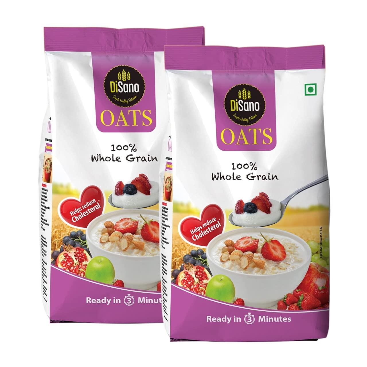 DISANO Disano Oats, 100% wholegrain, Pouch 2 kg & Extra Light Olive Oil, Indian dishes and frying, 2L