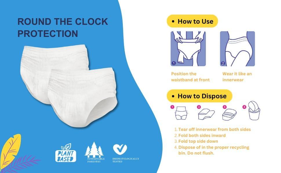 Sizi SIZI Period Kit for School Girls | Disposable Menstrual Panties for High Absorption & liners | Leak-Proof | No Stain-Wetness | Ideal for long School-hours for Hygiene & Protection (L, 3)