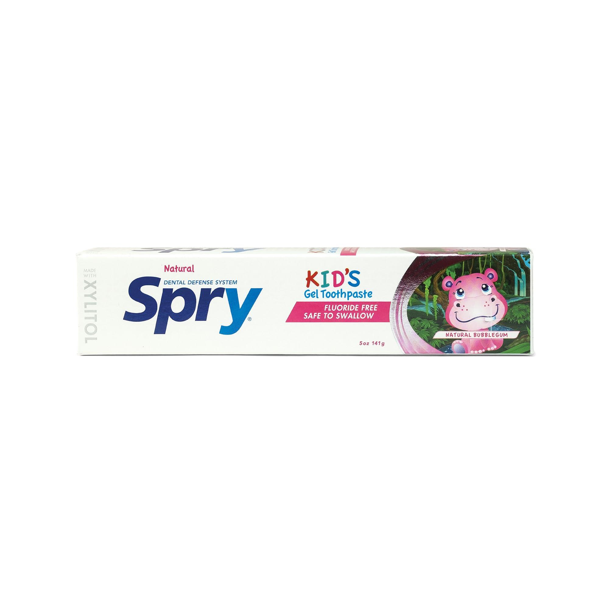 Spry Spry All Natural Kids Fluoride Free Toothpaste Anti-Plaque Tartar Control Tooth Gel with Xylitol, Age 2 Years and Up Kids Toothpaste (Bubblegum, 5 oz)