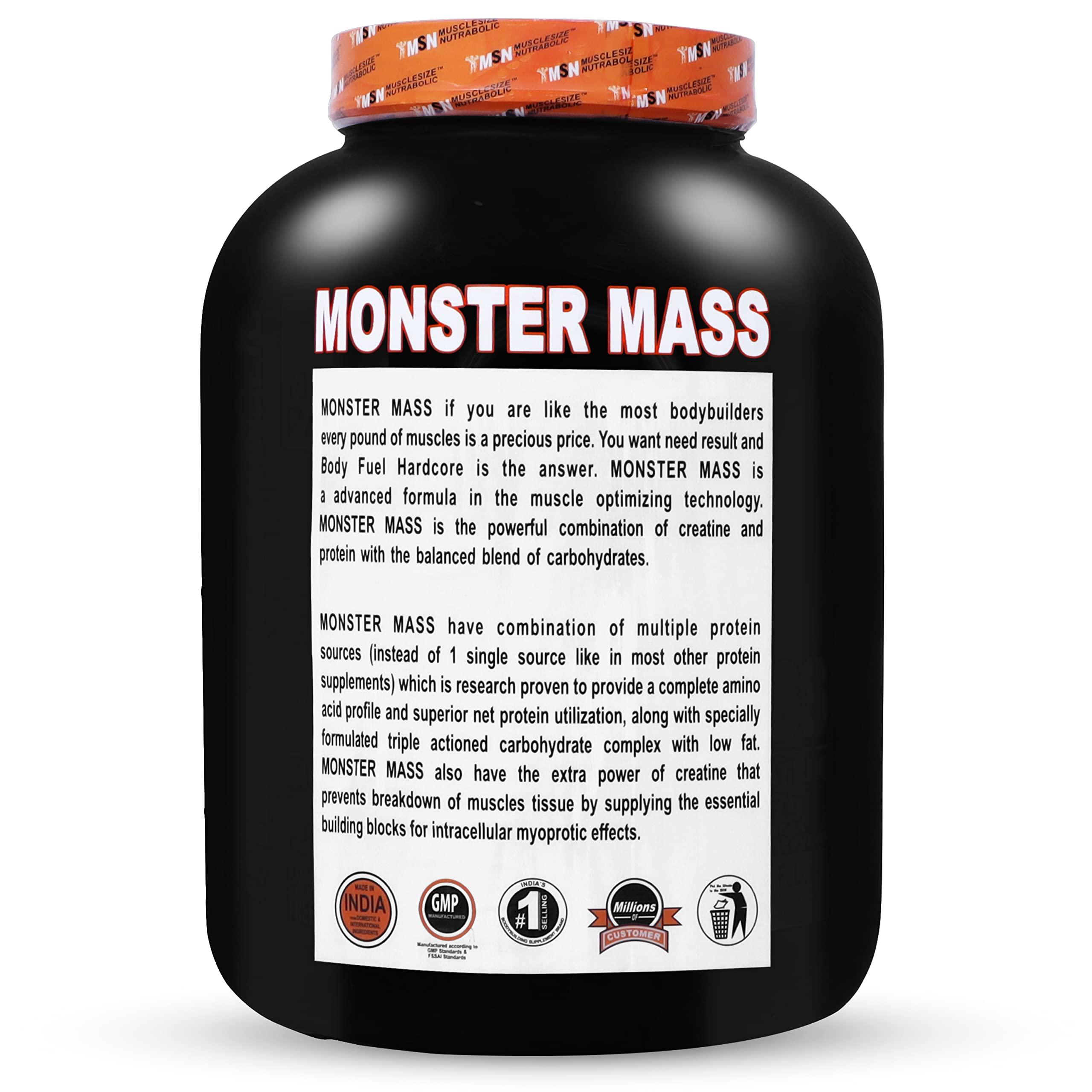 MUSCLE SIZE MUSCLE SIZE Monster Mass Gainer Powder and Weight Gainer (6lbs,2.72kg)