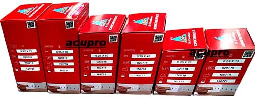 Acupro Health Care System Acupro Health Care System Acupuncture Needles Jw Pin Tube Pack .25x13 mm, .25x25 mm, .25x40 mm, .25x50 mm .25x60mm .25x75mm Size 6 Box 600 Needles Combo