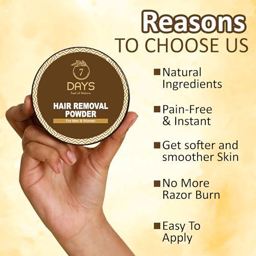 7 DAYS 7 Days Hair Removal for Women, Wax Powder for Hair Removal, Bikini Wax Powder for Women, Hair Removal Powder for Women, Herbal Wax Powder for Hair Removal (100gm)