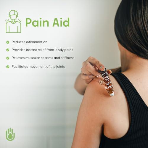 Ayurescue Ayurescue Pocket Pharmacy Herbal First Aid Kit containing 4 Essential Oil Roll-Ons for Stress, Insomnia, Headache, Pain, Indigestion, Cough & Cold | Must have on-the-go essential | Natural, Travel-Friendly Solution