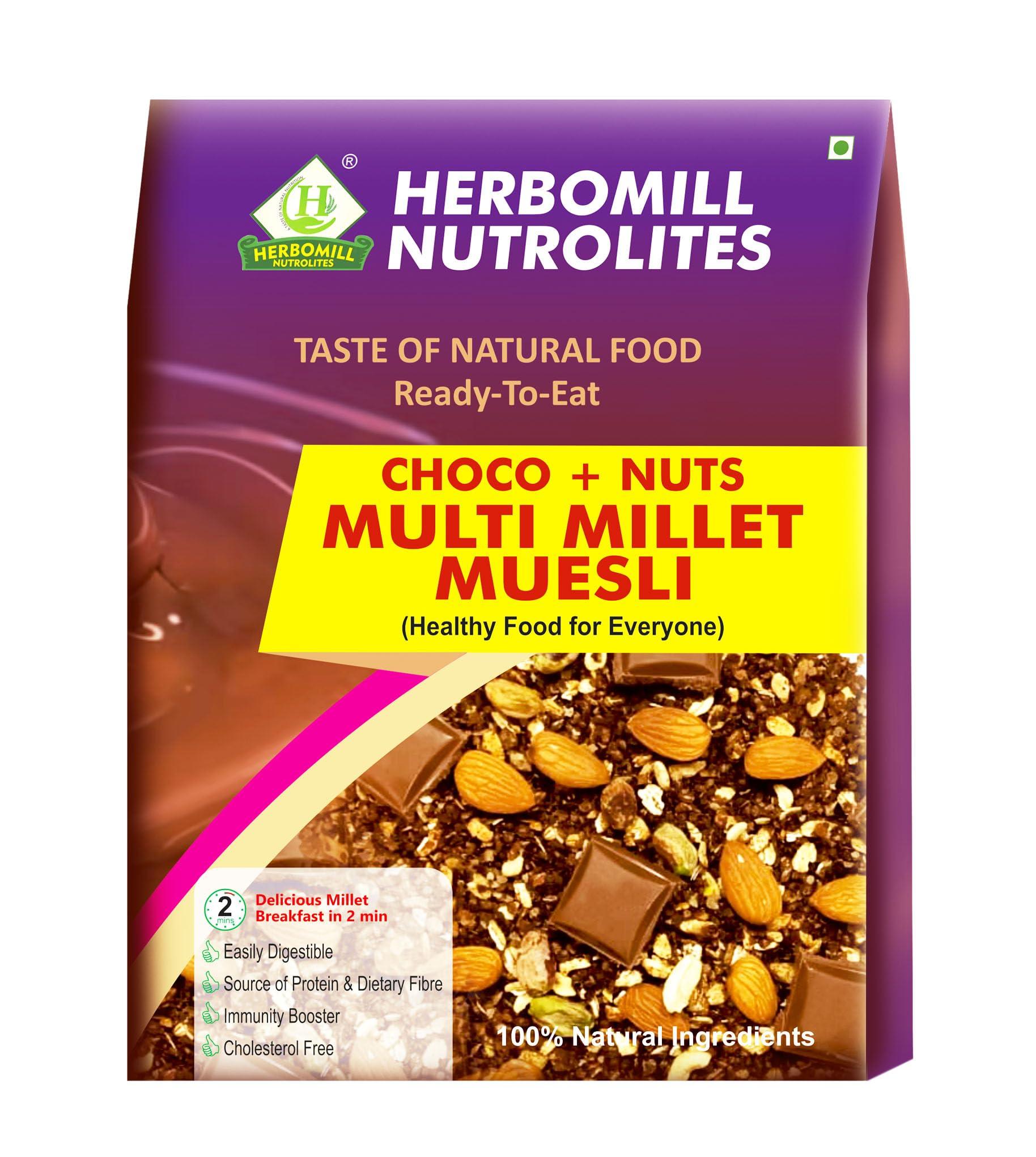 HERBOMILL NUTROLITES Herbomill Nutrolites Chocolate Nut Muesli: Delicious Multigrain Breakfast (250g) - Rich in Protein & Fiber