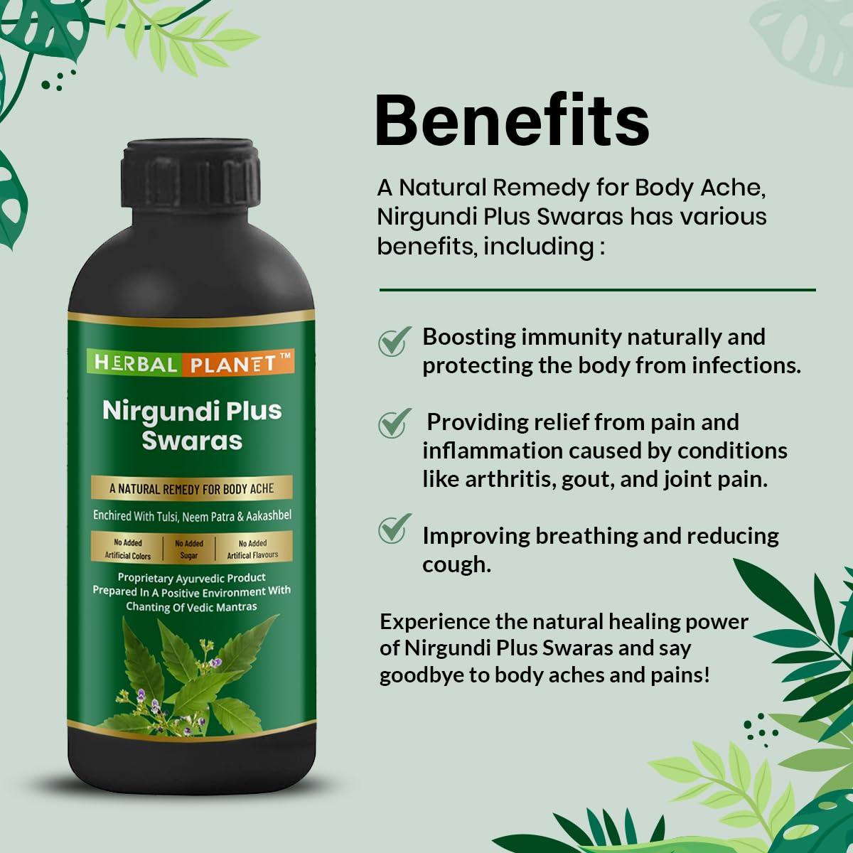 HERBAL PLANET Herbal Planet Natural Nirgundi Plus Swaras for Joint Pain and Respiratory Issues(Size:500ml)(Pack of 1)