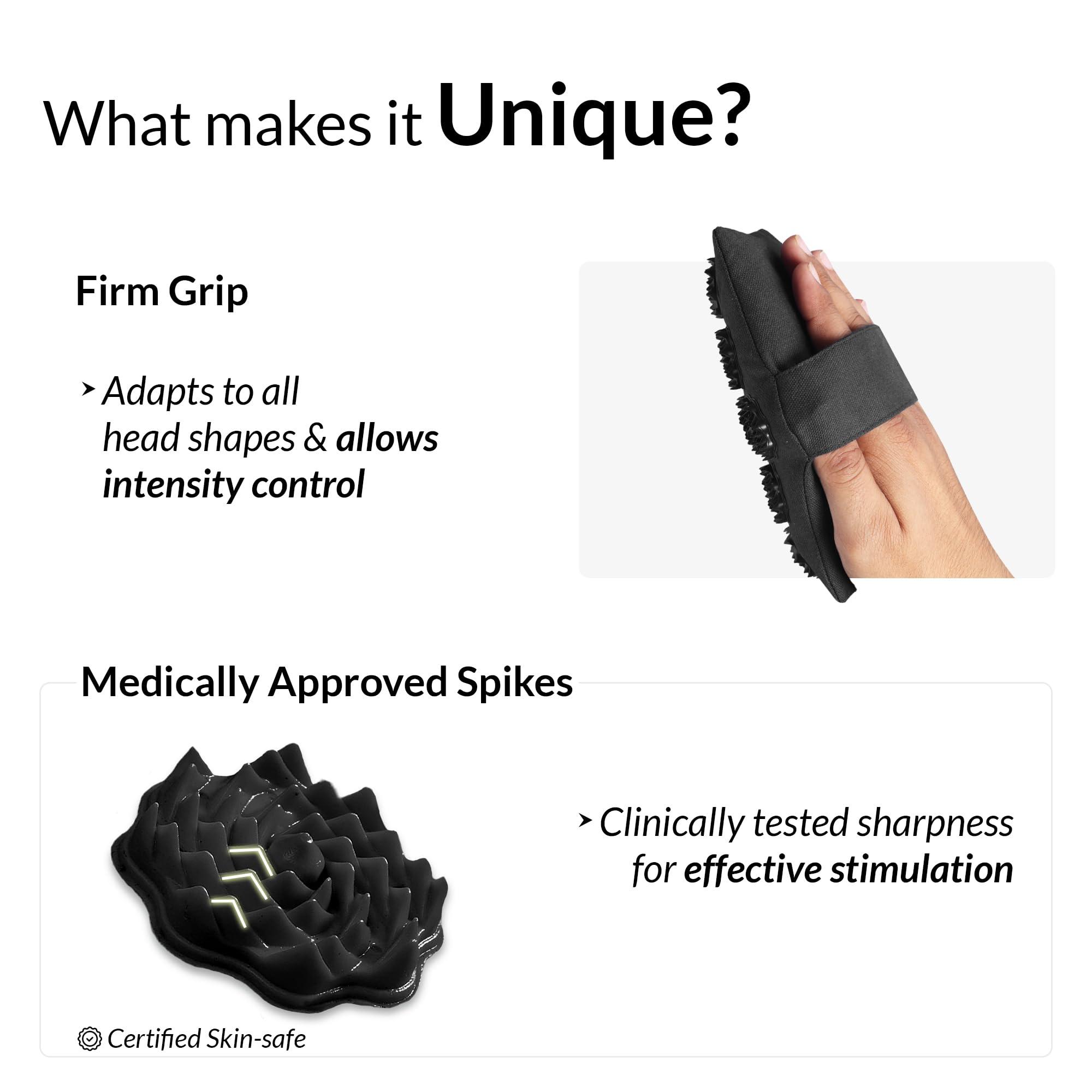 Core Asana Core Asana Manual Scalp Massager for Hair Growth | 630 Rigid Spikes to Promote Blood Flow | Activates Hair Follicles, Helps in Hair Thickening | For Men and Women (Black)