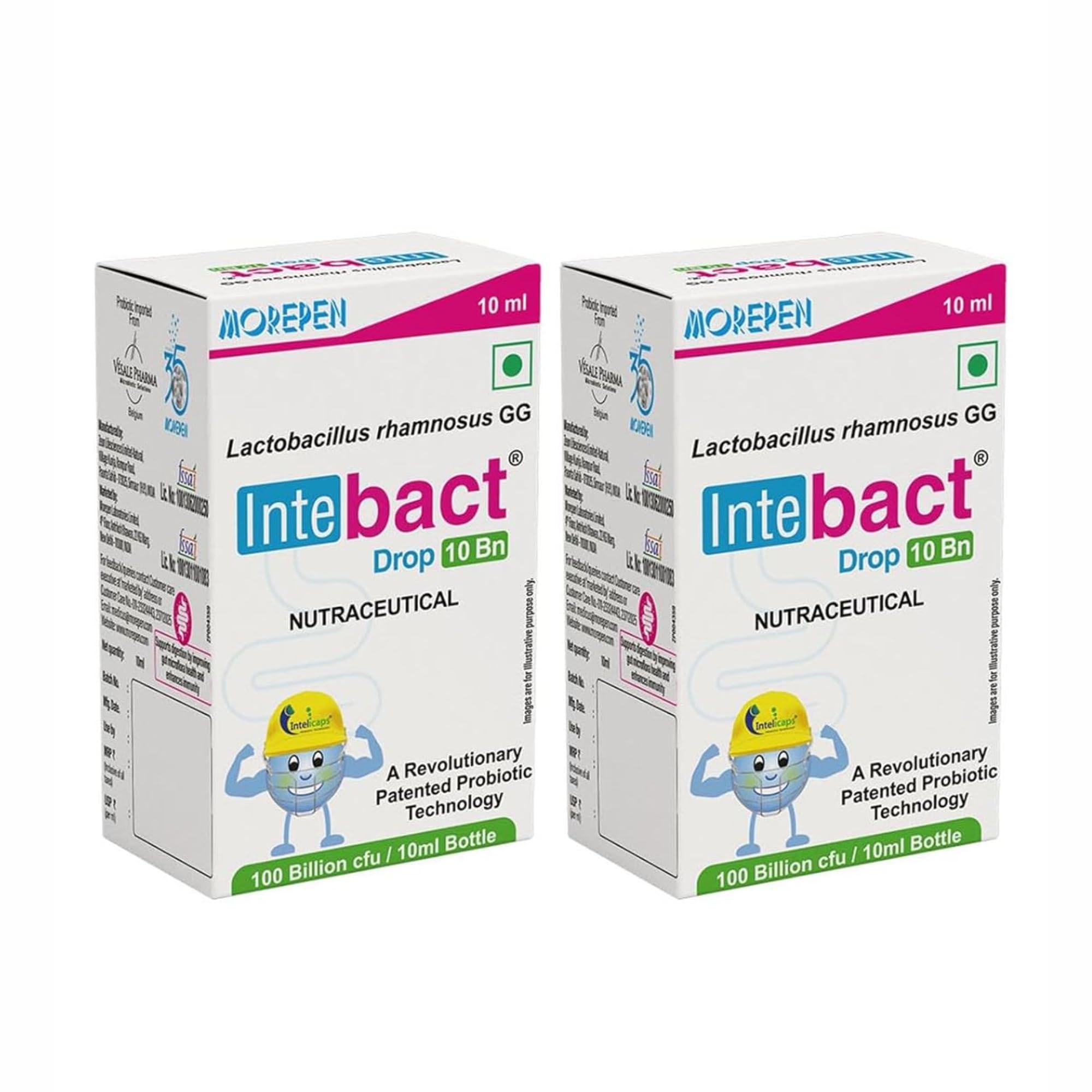 Dr. Morepen Morepen INTEBACT PROBIOTIC DROPS 10BN CFU|Supplement for Gut Health - 10 ml pack of 2