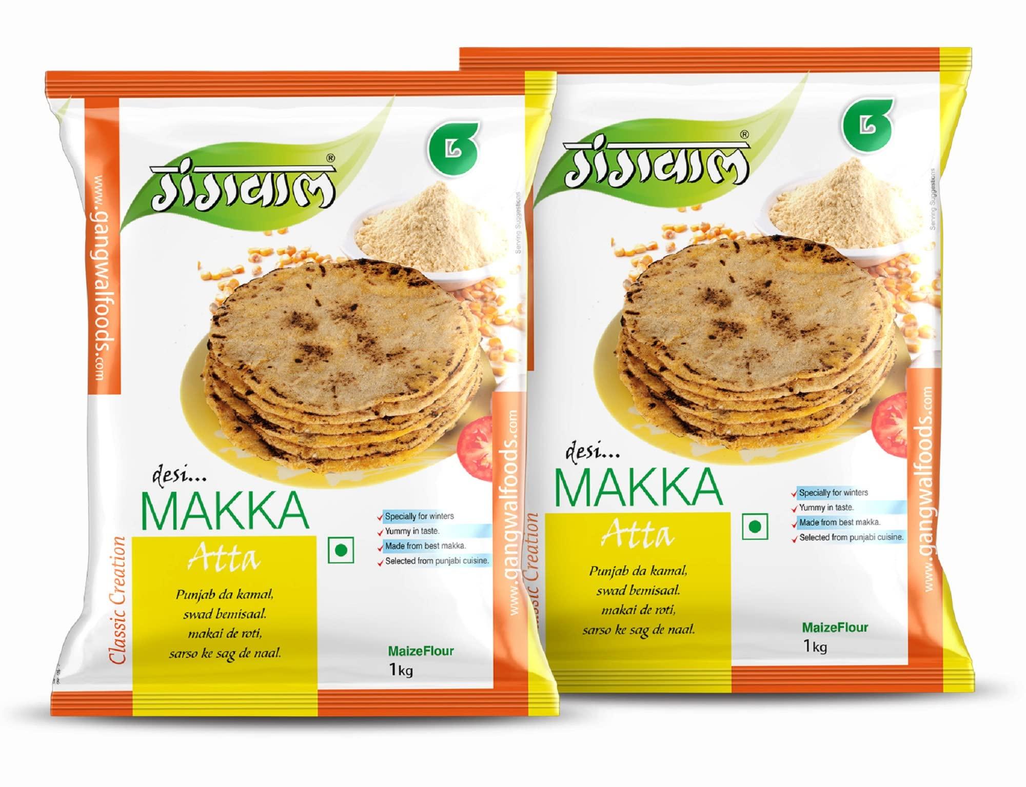 Gangwal Gangwal Makka Atta - 1kg (Pack of 2) Maize Flour | Makki Atta | Makke ka Atta 1kg Corn Flour