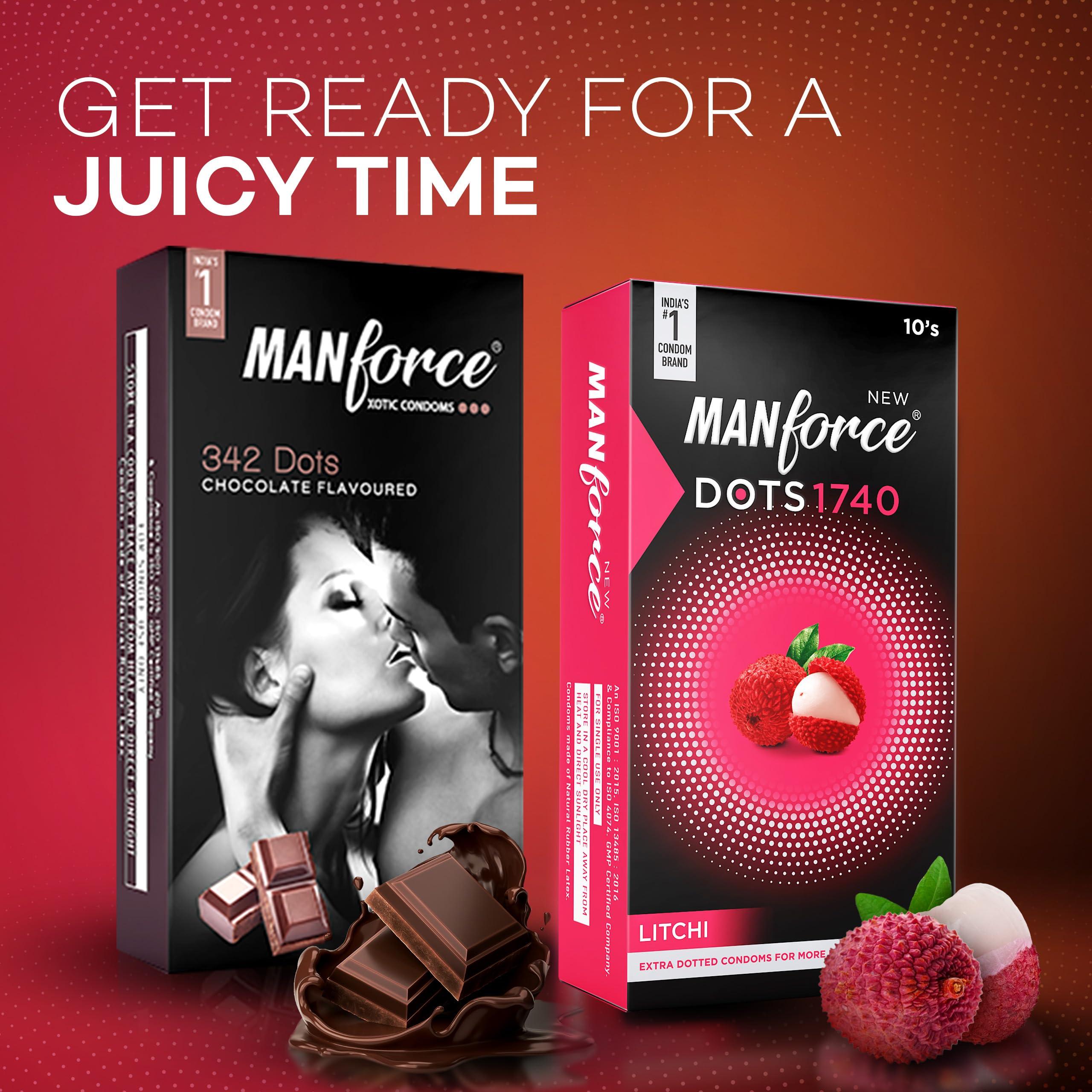 Manforce Manforce Combo - Xotic Chocolate & Litchi Flavoured | 20 pcs |Extra Dotted, Contoured, & Lubricated Latex Condoms