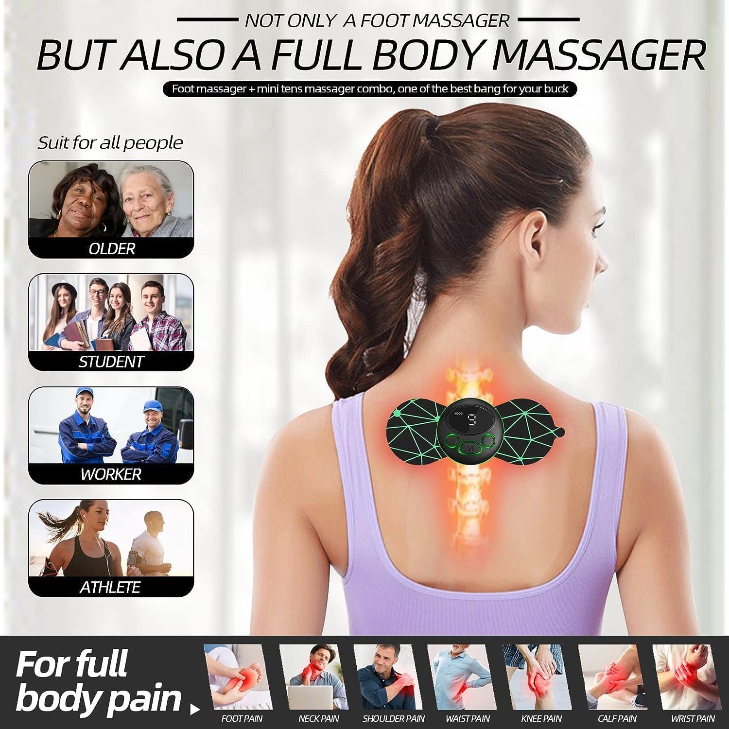 WISKA WISKA Wireless Full Body Butterfly Mini Foot Massager Mat Machine for Pain Relief Neck Electrapy Massager with Electric EMS Leg Massager for Home Microcurrent Cervical Spine Massager (Foot + Body)