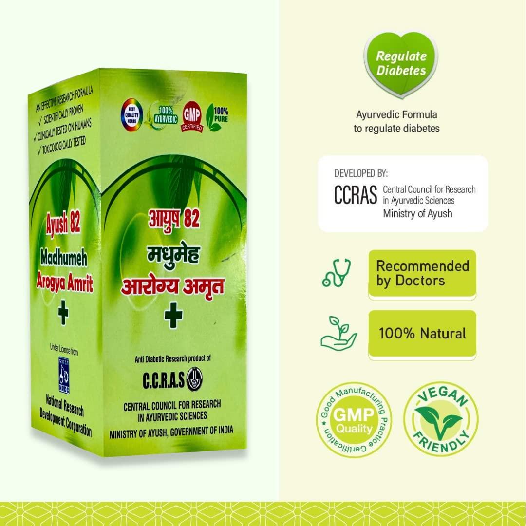 Herbo Range Ayush 82 Madhumeh Arogya Amrit Plus | Ayurvedic Desi Powder | Approved by Ministry of AYUSH | Made of Pure Herbs | 1 Month Pack (100 Gram)
