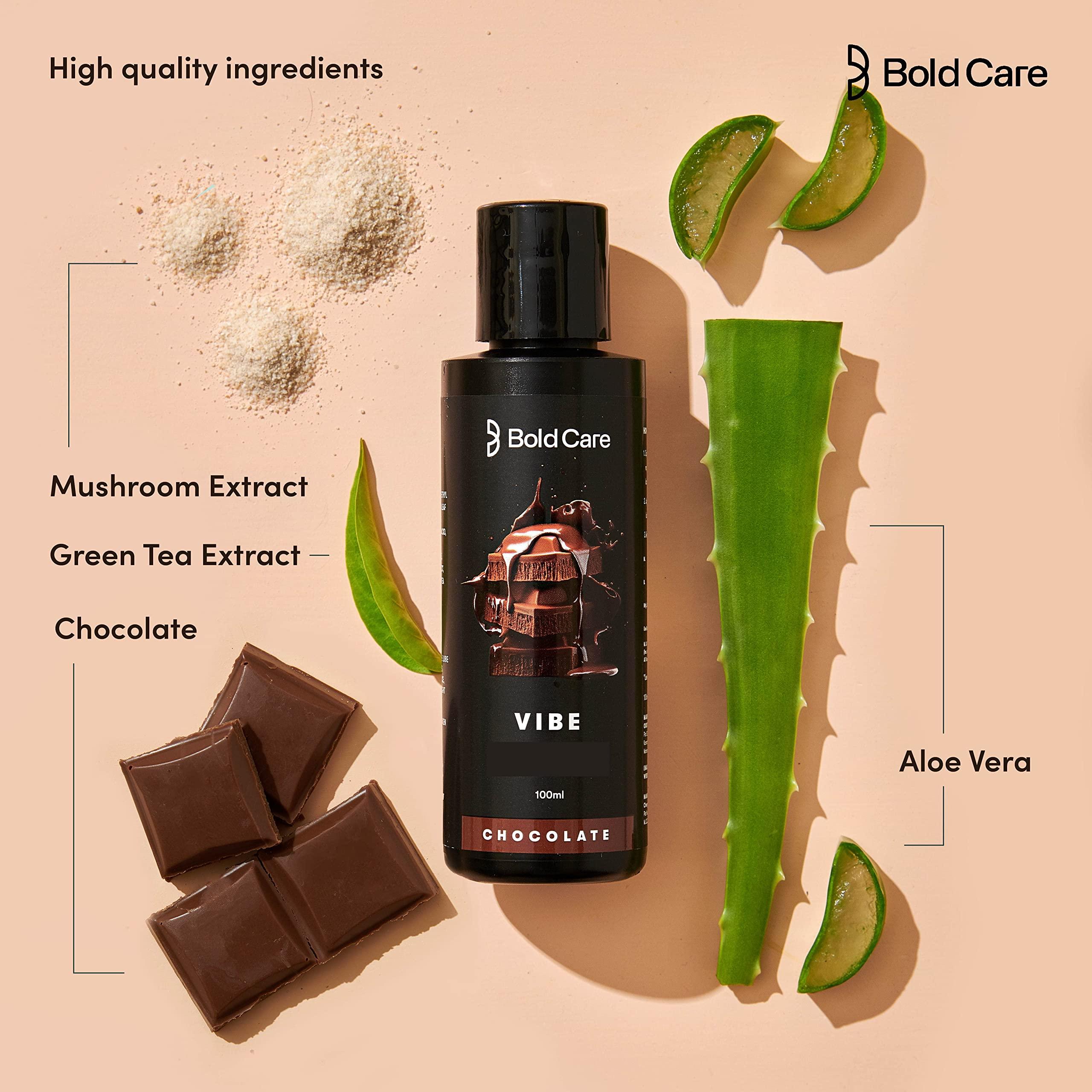 Bold Care Bold Care Vibe Duo pack - Premium Chocolate Flavour + Strawberry Flavour - Natural Personal Lubricant for Men and Women - Premium Strawberry Flavour - Water Based Lube - 200 ml