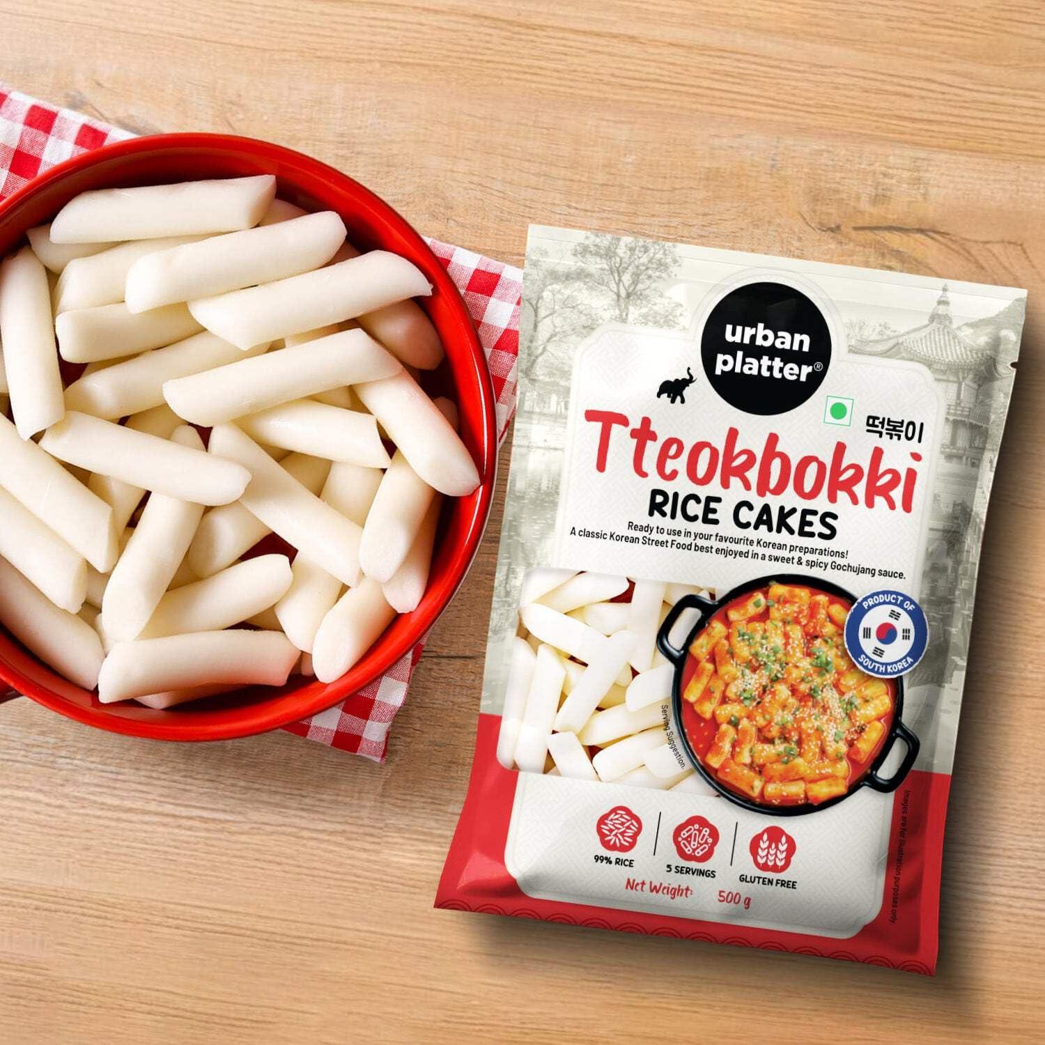 urban platter Urban Platter Classic Korean Tteokbokki Rice Cakes, 500g [Garaetteok, Korean Rice Sticks, Soft and Chewy]