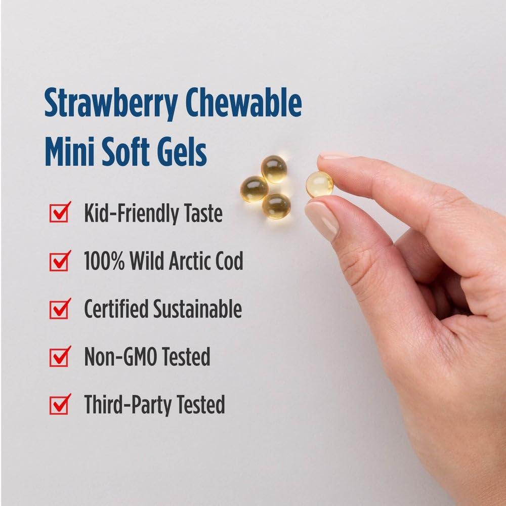 Nordic Naturals Nordic Naturals ChildrenS DHA For Omega 3 | Fish Oil For Kids 250 Mg From Arctic Cod Liver Oil | Omega 3 EPA & DHA For Kids 3-6 Yrs| Brain Development & Immunity Strawberry Fish Oil 90 Mini Softgels