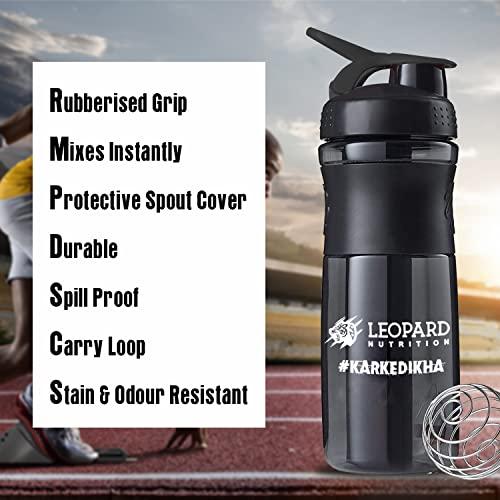 LEOPARD NUTRITION LEOPARD NUTRITION Polyethylene Protein Shaker Bottle, Leak Proof Bpa Free (Black-760Ml, Pack Of 1)